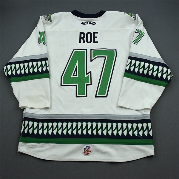 Logan Roe - Florida Everblades - Game-Worn - White - Jersey w/A - 2019-20 Season 