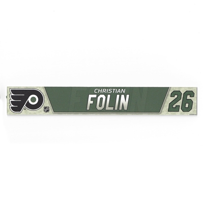 Christian Folin - Philadelphia Flyers - Military Locker Room Nameplate - Nov. 10, 2018