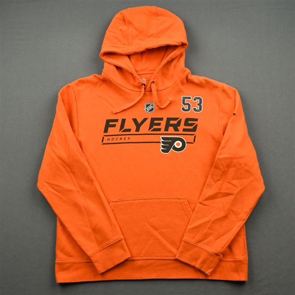 2019-20 Philadelphia Flyers - Shayne Gostisbehere - Team Issued - Orange Hooded Sweatshirt