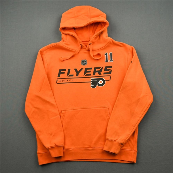 2019-20 Philadelphia Flyers - Travis Konecny - Team Issued - Orange Hooded Sweatshirt