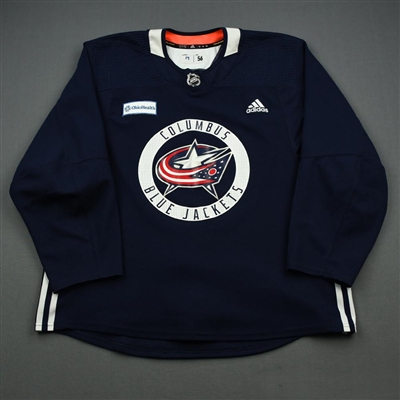 Gustav Nyquist - 19-20 - Columbus Blue Jackets - Navy Practice Jersey w/ OhioHealth Patch