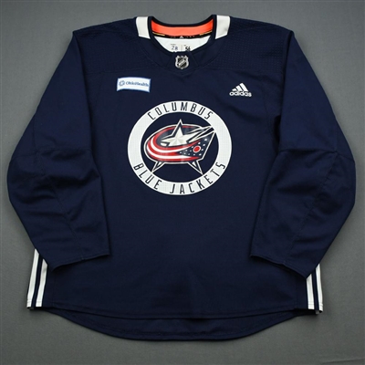 Oliver Bjorkstrand - 19-20 - Columbus Blue Jackets - Navy Practice Jersey w/ OhioHealth Patch