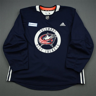 Emil Bemstrom - 19-20 - Columbus Blue Jackets - Navy Practice Jersey w/ OhioHealth Patch