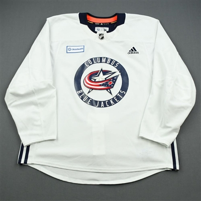Alexandre Texier - 19-20 - Columbus Blue Jackets - White Practice Jersey w/ OhioHealth Patch