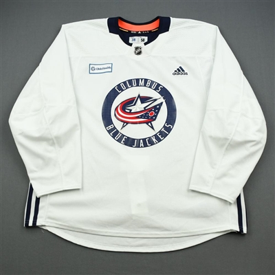 Boone Jenner - 19-20 - Columbus Blue Jackets - White Practice Jersey w/ OhioHealth Patch