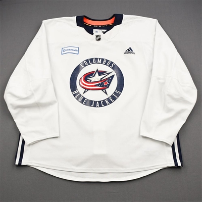 Pierre-Luc Dubois - 19-20 - Columbus Blue Jackets - White Practice Jersey w/ OhioHealth Patch