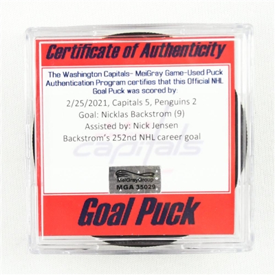 Nicklas Backstrom - Washington Capitals - Goal Puck - February 25, 2021 vs. Pittsburgh Penguins (Capitals Logo)