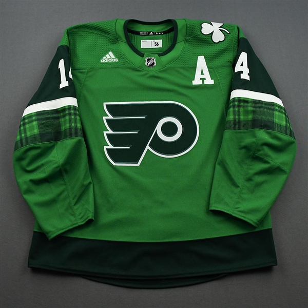 Sean Couturier - St. Patricks Day Warm-Up Worn Autographed Jersey 