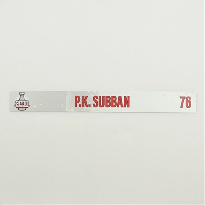 P.K. Subban - 2000 Stanley Cup 20th Anniversary Locker Room Nameplate