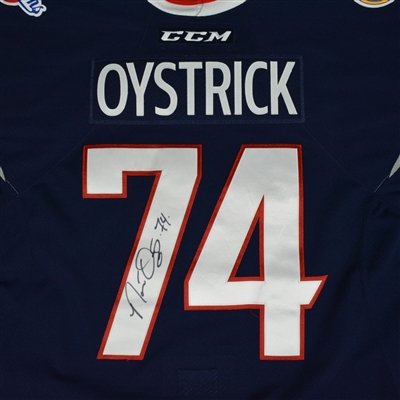 Nathan Oystrick - Elmira Jackals - 2016 ECHL Captains' Club Autographed Game-Worn Jersey