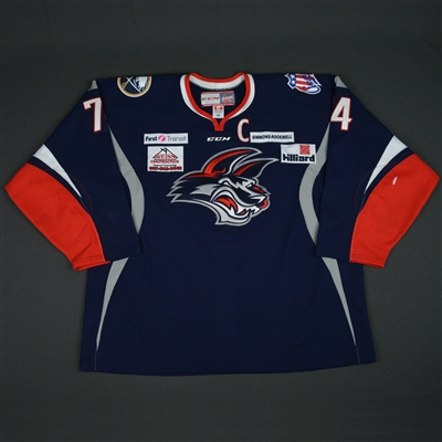 Nathan Oystrick - Elmira Jackals - 2016 ECHL Captains Club Autographed Game-Worn Jersey