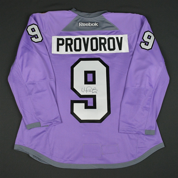 Ivan Provorov - Philadelphia Flyers - Hockey Fights Cancer Warmup-Worn Autographed Jersey 