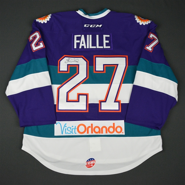 Eric Faille - Orlando Solar Bears - 2017 Fantasy Team Skater - Autographed Game-Issued Jersey