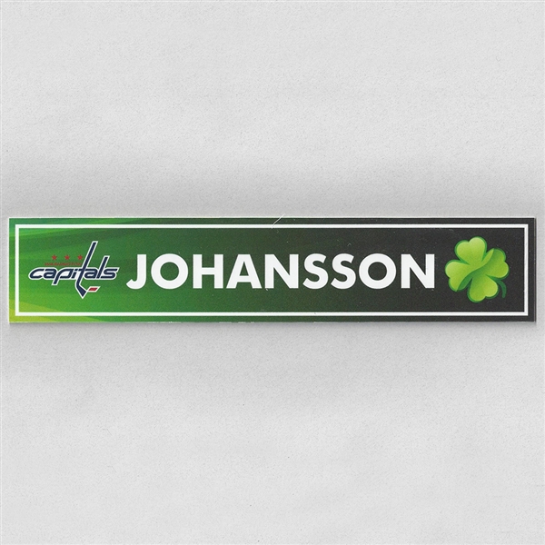Marcus Johansson - Washington Capitals - 2017 St. Patricks Day Locker Room Nameplate  