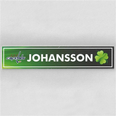 Marcus Johansson - Washington Capitals - 2017 St. Patricks Day Locker Room Nameplate  