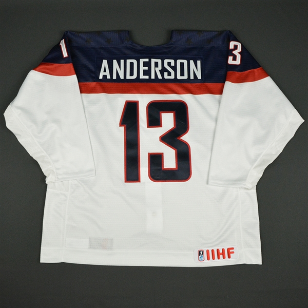 Joey Anderson - 2017 U.S. IIHF World Junior Championship - Game-Worn White Jersey