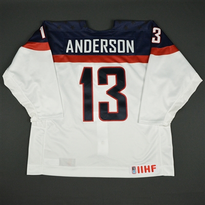 Joey Anderson - 2017 U.S. IIHF World Junior Championship - Game-Worn White Jersey