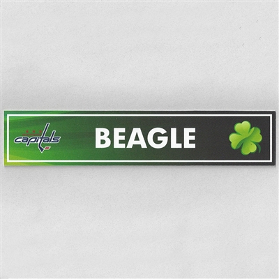 Jay Beagle - Washington Capitals - 2017 St. Patricks Day Locker Room Nameplate  