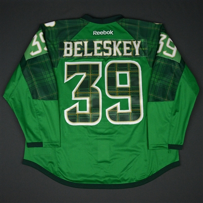 Matt Beleskey - Boston Bruins - St. Patricks Day Warmup-Worn Jersey - Worn on March 11, 2017