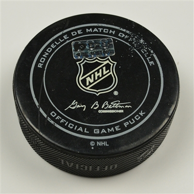 Joseph Blandisi - New Jersey Devils  - Goal Puck - February 13, 2016 vs. Philadelphia Flyers (Flyers Logo)