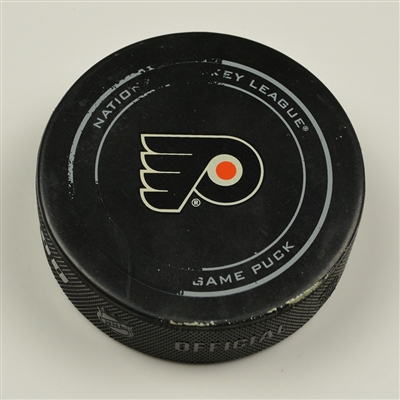 Joseph Blandisi - New Jersey Devils  - Goal Puck - February 13, 2016 vs. Philadelphia Flyers (Flyers Logo)