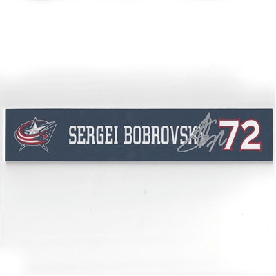 Sergei Bobrovsky - Columbus Blue Jackets - 2016-17 Autographed Locker Room Nameplate  