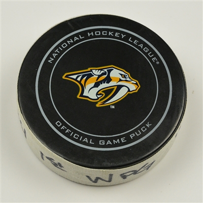 Dustin Byfuglien - Winnipeg Jets - Goal Puck - November 25, 2016 vs. Nashville Predators (Predators Logo)