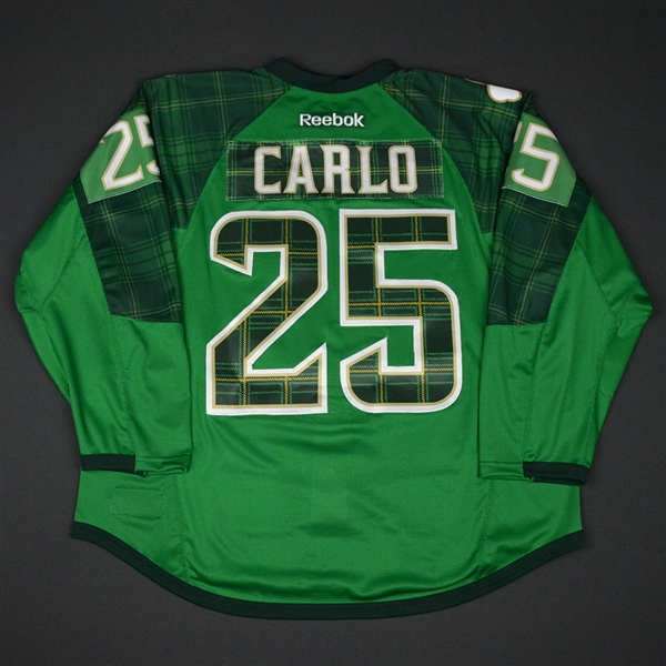 Brandon Carlo - Boston Bruins - St. Patricks Day Warmup-Worn Jersey - Worn on March 11, 2017