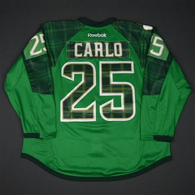 Brandon Carlo - Boston Bruins - St. Patrick's Day Warmup-Worn Jersey - Worn on March 11, 2017