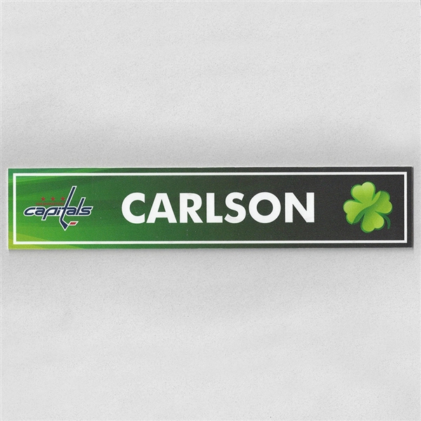 John Carlson - Washington Capitals - 2017 St. Patricks Day Locker Room Nameplate  
