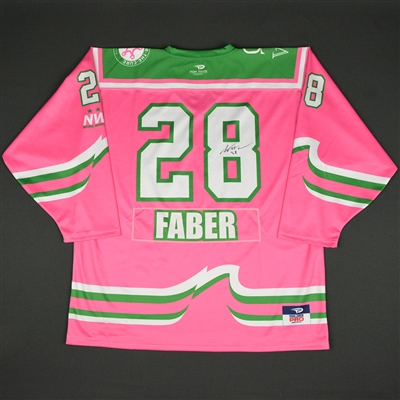 Sam Faber - Connecticut Whale - 2015-16 NWHL Game-Worn Strides For The Cure Autographed Jersey