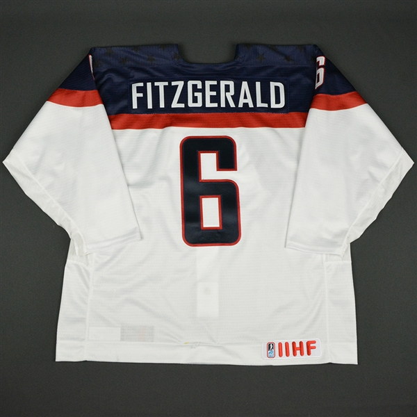 Casey Fitzgerald - 2017 U.S. IIHF World Junior Championship - Game-Worn White Jersey