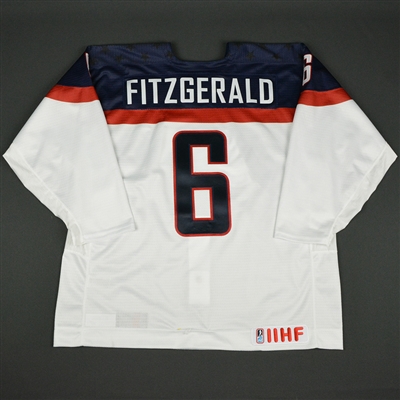 Casey Fitzgerald - 2017 U.S. IIHF World Junior Championship - Game-Worn White Jersey