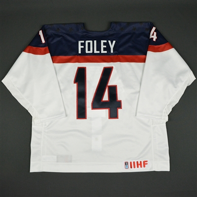 Erik Foley - 2017 U.S. IIHF World Junior Championship - Game-Worn White Jersey