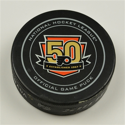 Claude Giroux - Philadelphia Flyers - Goal Puck - November 29, 2016 vs. Boston Bruins (Flyers Logo)