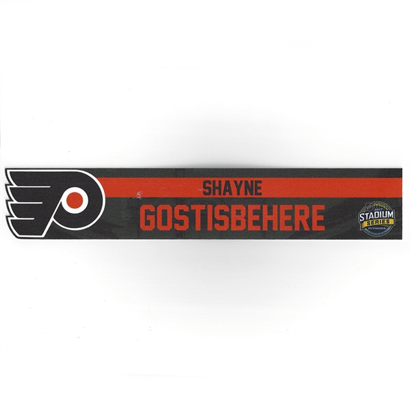 Shayne Gostisbehere - Philadelphia Flyers - 2017 NHL Stadium Series Dressing Room Nameplate  
