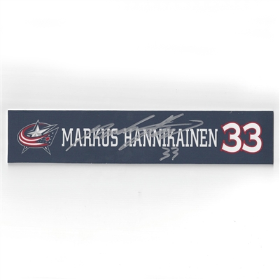 Markus Hannikainen - Columbus Blue Jackets - 2016-17 Autographed Locker Room Nameplate  