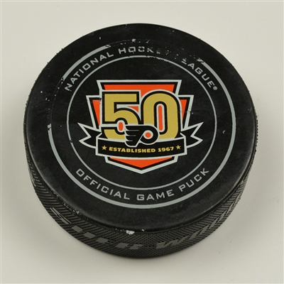 Kevin Hayes - New York Rangers - Goal Puck - November 25, 2016 vs. Philadelphia Flyers (Flyers Logo)