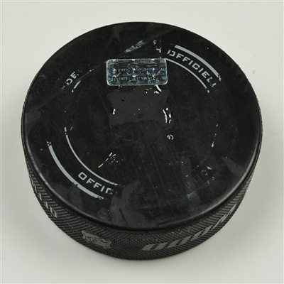 Jack Johnson - Columbus Blue Jackets - Goal Puck - December 10, 2016 vs. New York Islanders (Blue Jackets Logo)