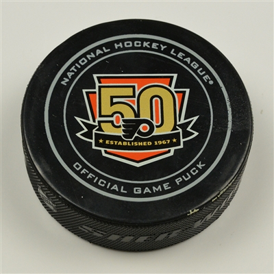 Jussi Jokinen - Florida Panthers - Goal Puck - December 6, 2016 vs. Philadelphia Flyers (Flyers Logo)