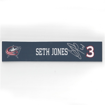 Seth Jones - Columbus Blue Jackets - 2016-17 Autographed Locker Room Nameplate  