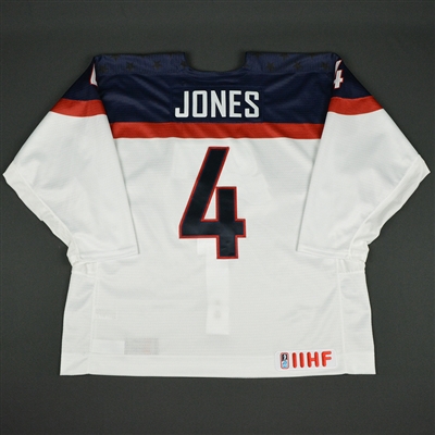 Caleb Jones - 2017 U.S. IIHF World Junior Championship - Game-Worn White Jersey