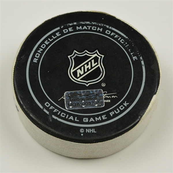 Marcus Kruger - Chicago Blackhawks - Goal Puck - October 14, 2016 vs. Nashville Predators (Predators Logo)