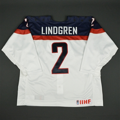 Ryan Lindgren - 2017 U.S. IIHF World Junior Championship - Game-Worn White Jersey