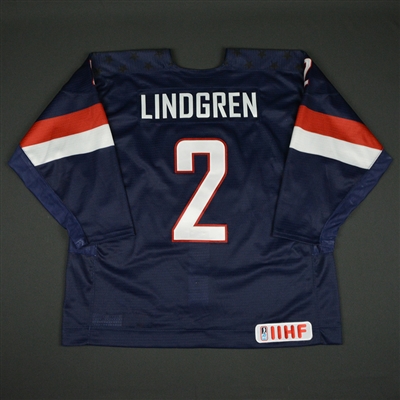 Ryan Lindgren - 2017 U.S. IIHF World Junior Championship - Game-Worn Blue Jersey