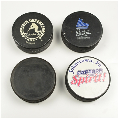 Set of 4 Pucks (Halifax, Johnstown, Kraft Hockeyville and Norfolk) Plus Hockey Cards from Norfolk and Hampton Roads