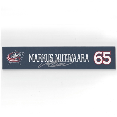 Markus Nutivaara - Columbus Blue Jackets - 2016-17 Autographed Locker Room Nameplate  