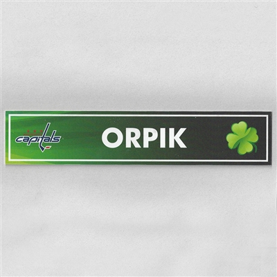 Brooks Orpik - Washington Capitals - 2017 St. Patricks Day Locker Room Nameplate  
