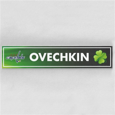 Alex Ovechkin - Washington Capitals - 2017 St. Patricks Day Locker Room Nameplate  