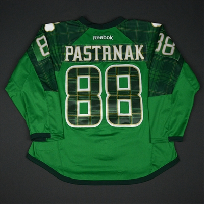 David Pastrnak - Boston Bruins - St. Patricks Day Warmup-Worn Jersey - Worn on March 11, 2017